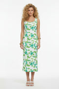 green floral dress on white