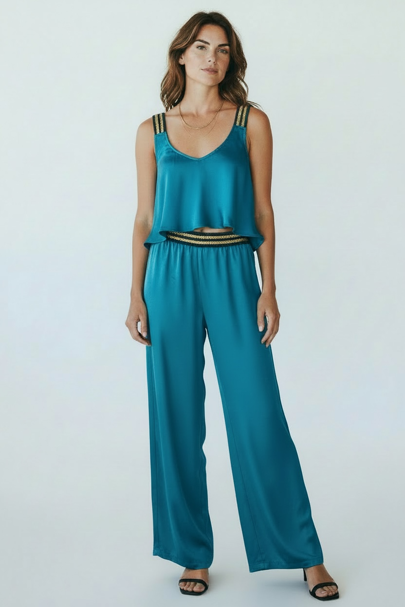 Free Flow Pants - teal silk