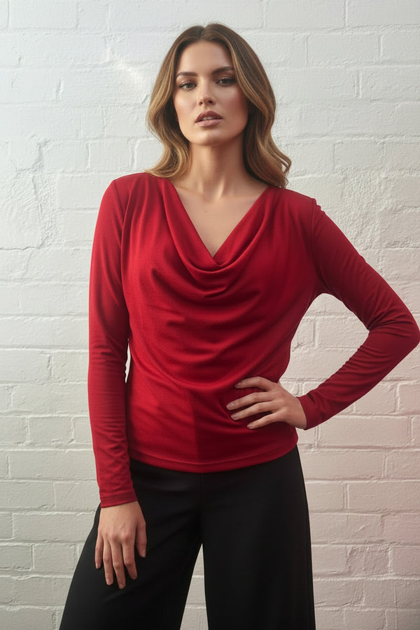 Merino Cowl Top - Red