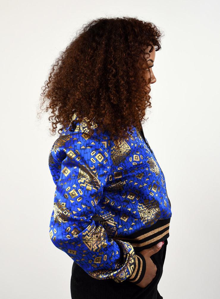 Royal Blue Starbeam Reversible Bomber Jacket