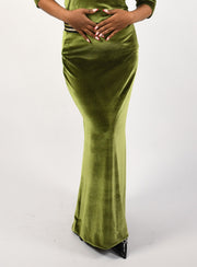 Velvet Slink Skirt - Chartreuse