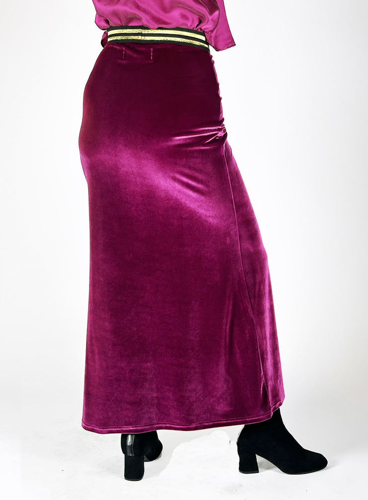 Velvet Slink Skirt - Magenta