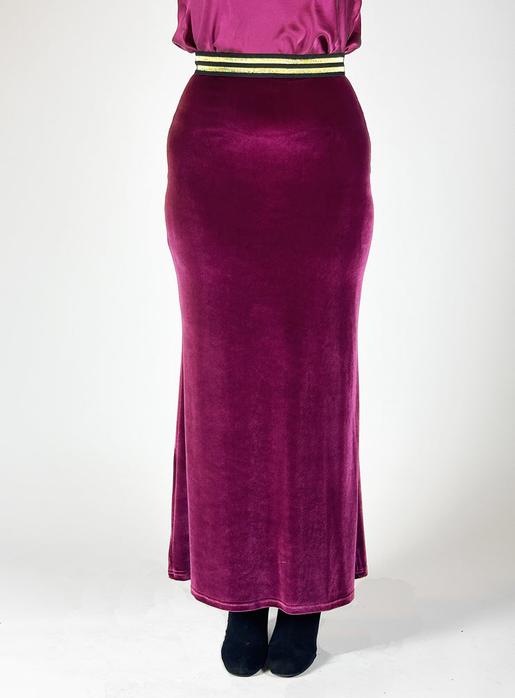 Velvet Slink Skirt - Magenta