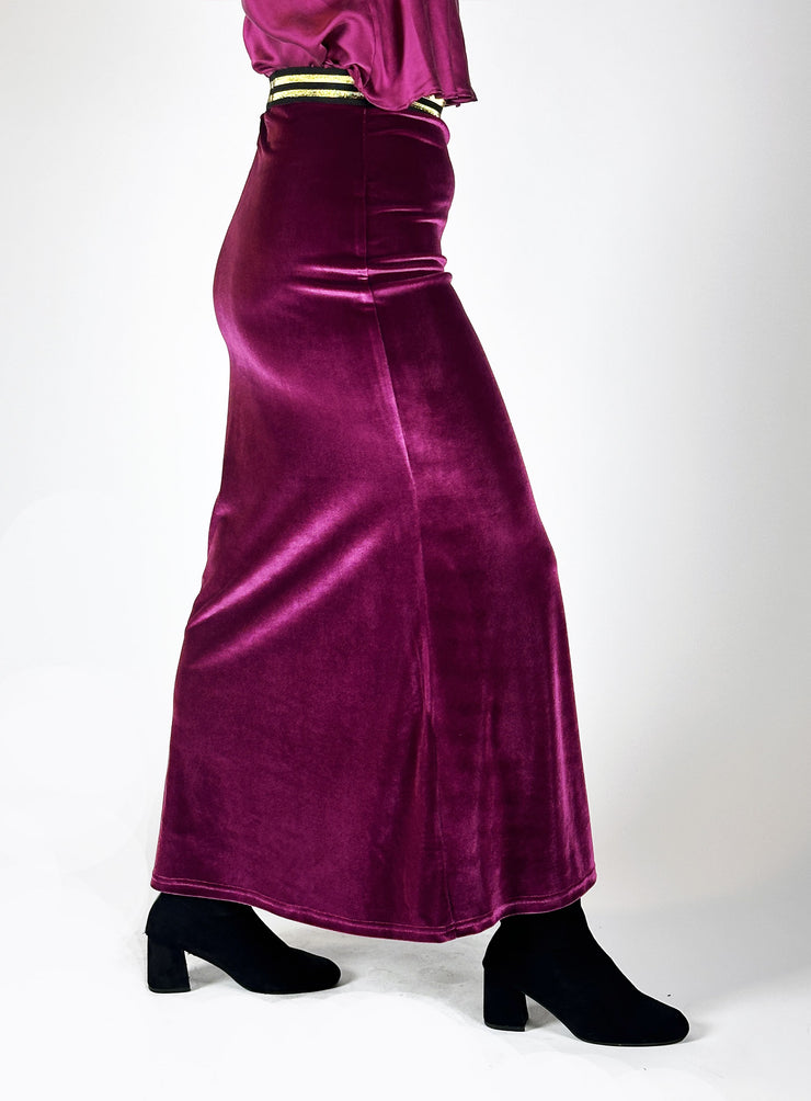 Velvet Slink Skirt - Magenta