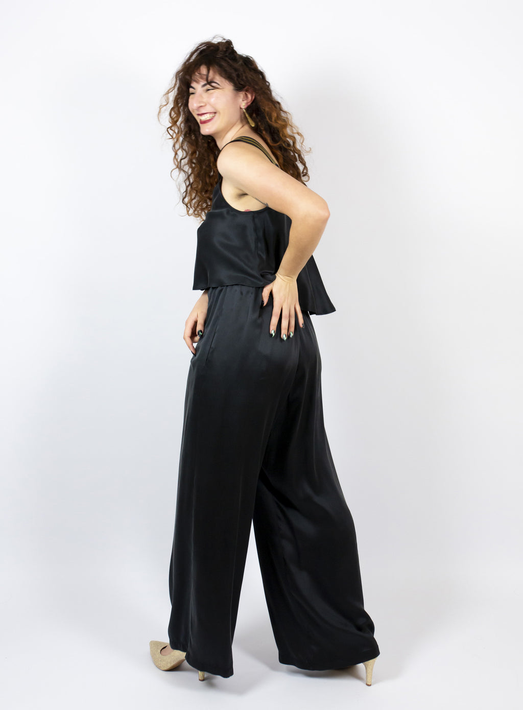 Free Flow Top -Black silk