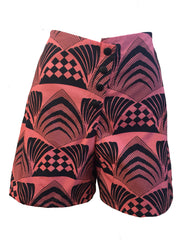 Deco, afro shorts high waisted, a line, african print, blush, pink, cotton