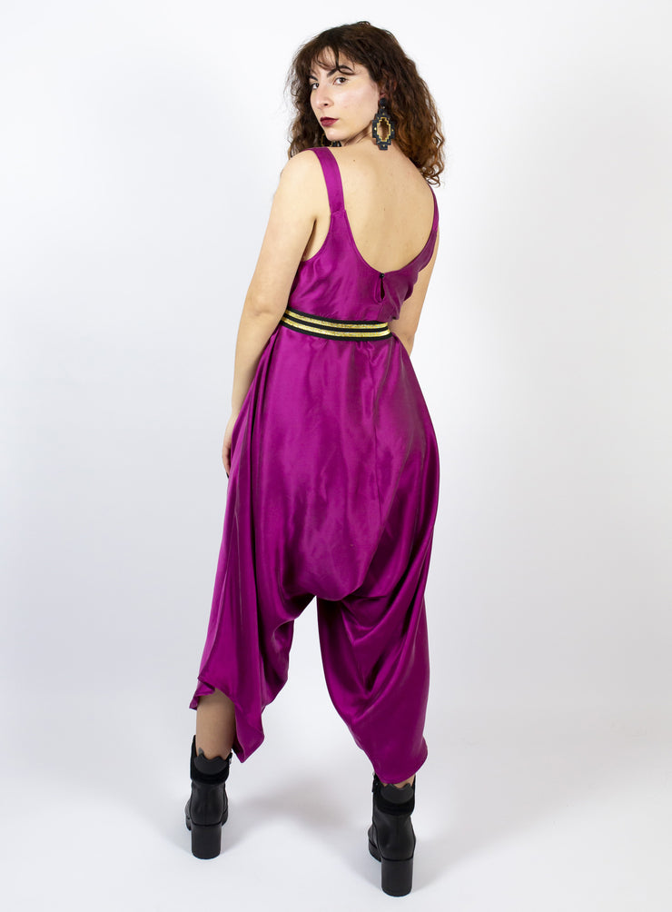 Lustfully Lounging Playsuit - Magenta Silk