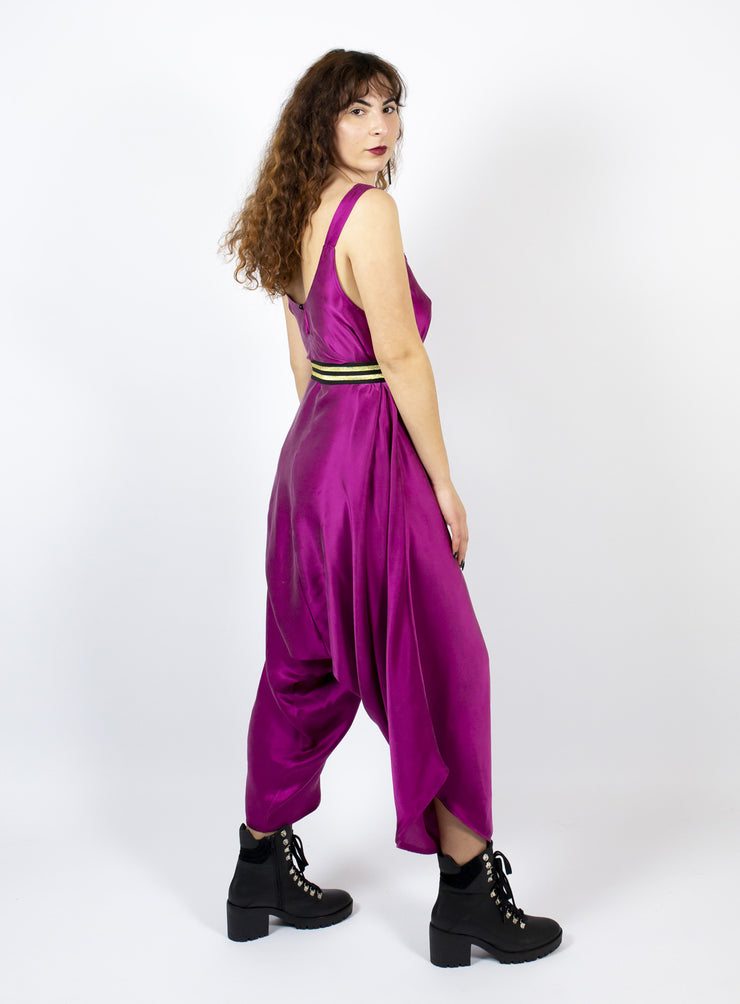 Lustfully Lounging Playsuit - Magenta Silk