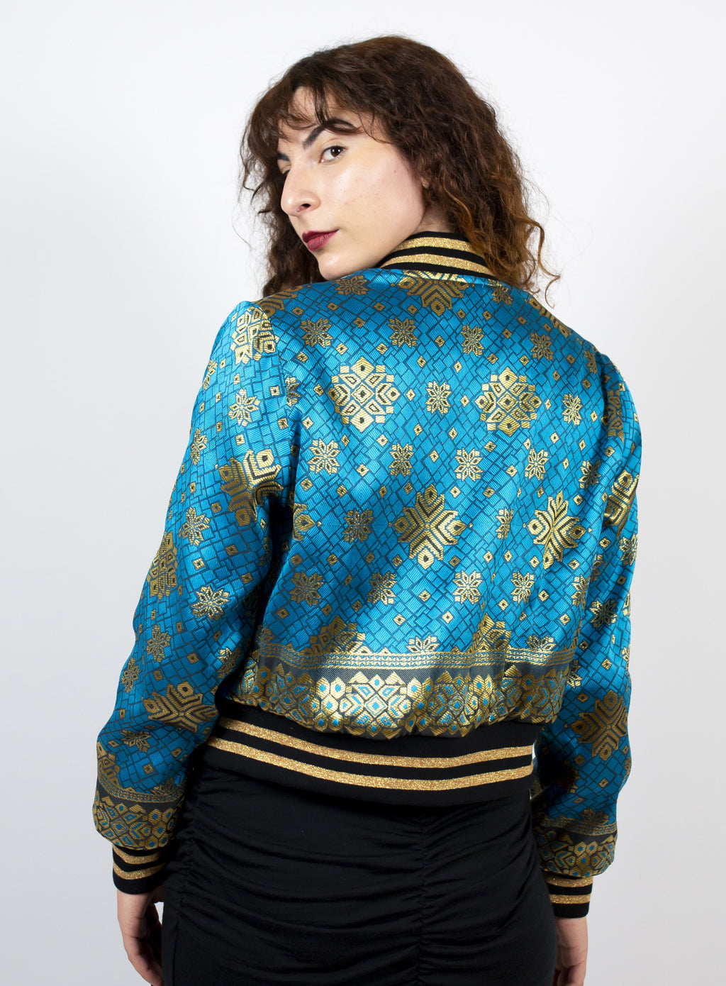 Turquoise Starbeam Reversible Bomber Jacket
