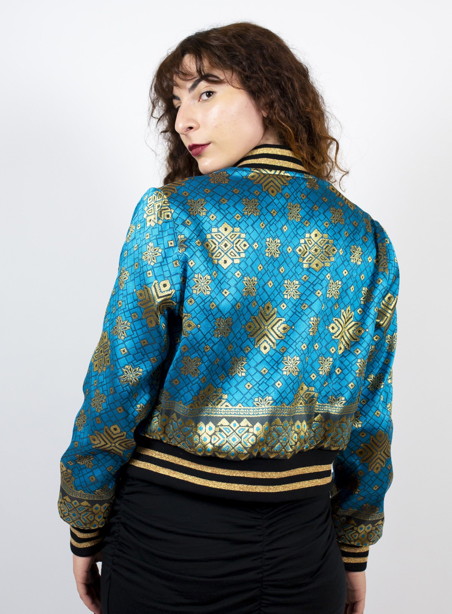 Turquoise Starbeam Reversible Bomber Jacket