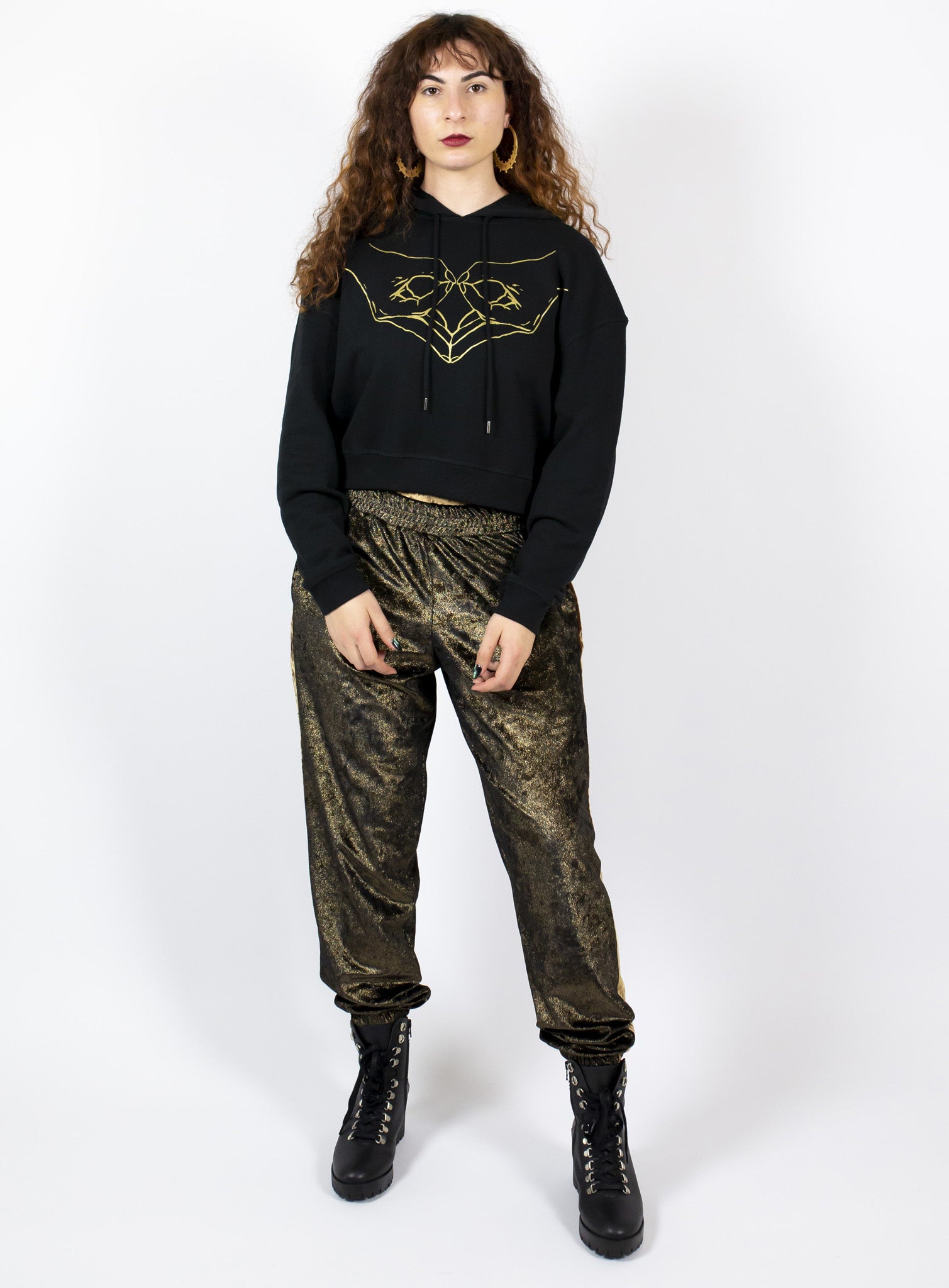 Womb Power Cropped Hoody - Black